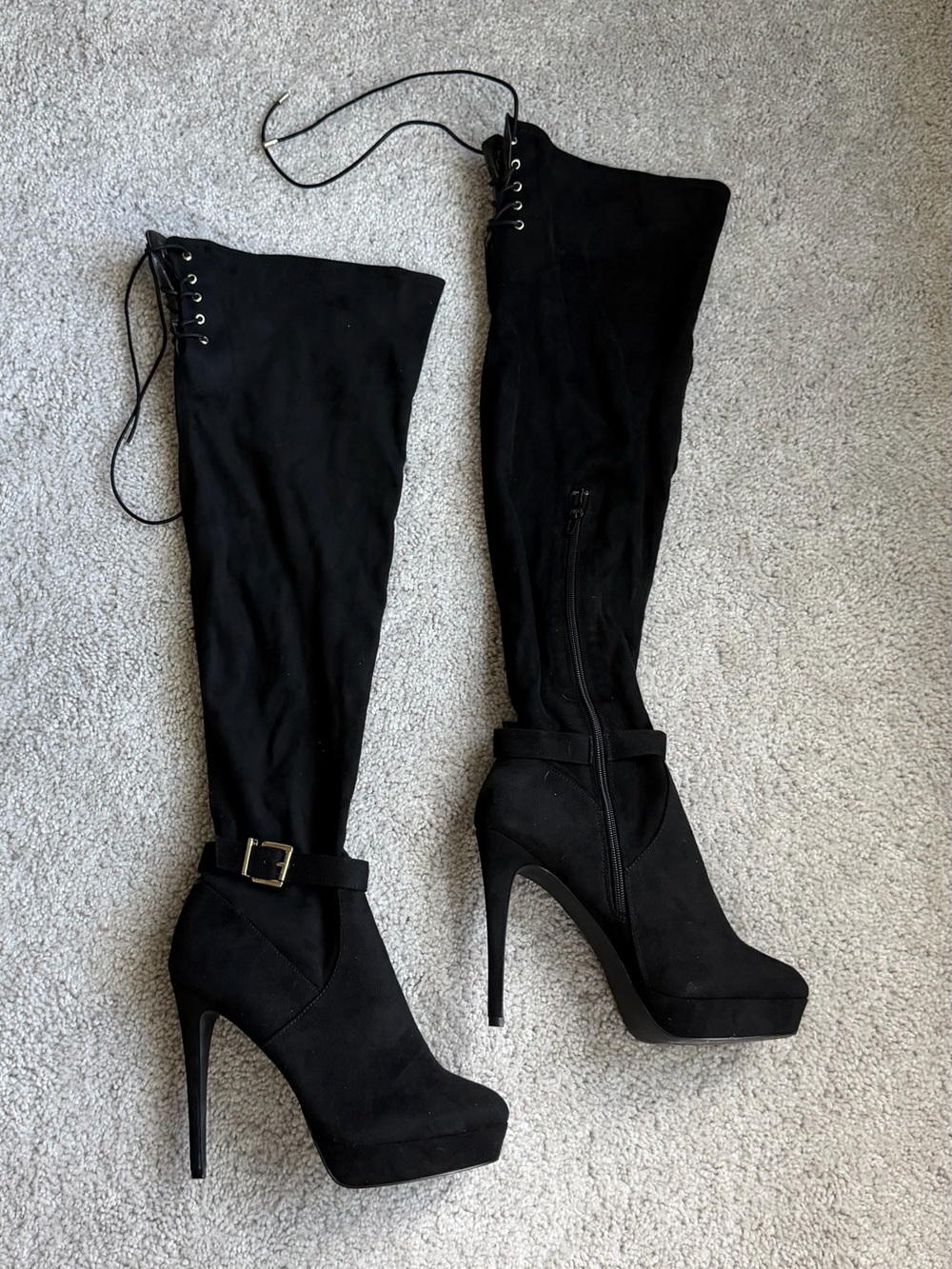 G by GUESS Black Thigh High Platform Stiletto Boots Size 8